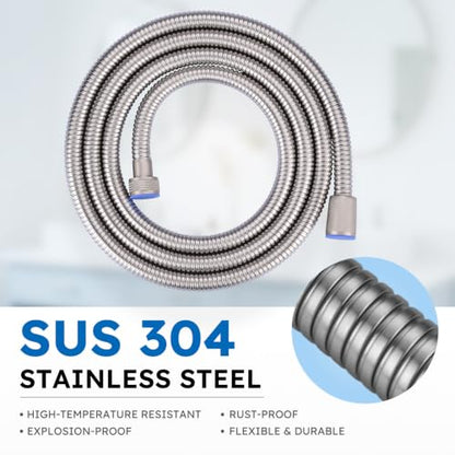 79" Shower Hose, Stainless Steel Shower Head Hose, Brushed Nickel | Stainless Steel Material, Stretchable Design, Tangle-Free Design, Double Buckle Design, Handheld Shower Hose for Bathroom - color: Brushed Nickel, size: 79inch