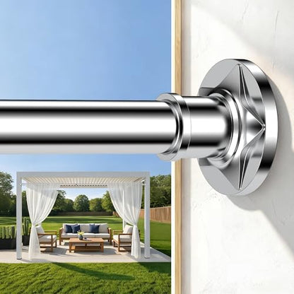 Sliver Extra Long Tension Shower Curtain Rod 30-121 Inch: 1.1" Diameter Stainless Steel, Rustproof Heavy Duty, No Drilling Adjustable Room Divider for Bathroom Window Patio Closet - color: Silver, size: 30-121''