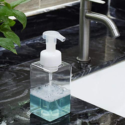 Foaming Soap Dispenser, 15oz Plastic Refillable Pump Bottle, 2 Pack, Clear | Hand Dispenser for Liquid Soap, Shampoo & Body Wash – Saves Soap with Rich Foam, Reusable, Easy to Refill, BPA-Free - color: Clear, size: 15 oz (2 Pack)