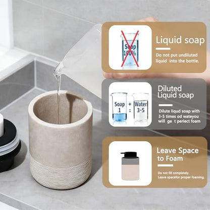 Resin Foaming Soap Dispenser, 11 OZ Bathroom & Kitchen Foam Soap Dispenser, Easy Press Pump, Refillable Hand Soap Dispenser, Modern Decor (Beige) - color: Beige