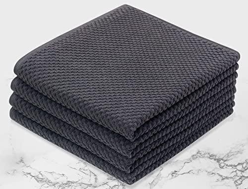 COTTON CRAFT Euro Spa Waffle Weave Bath Towels - Set of 4 Grey Towels | Pure 100% Ringspun Cotton Oversized Luxurious Towel Set - Soft Plush Super Absorbent Low Lint Quick Dry - 30 x 56 inches - color: Grey, size: 4 Pack Bath Towel