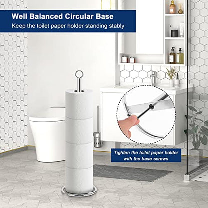 NearMoon Bath Toilet Paper Holder Stand, Freestanding Tissue Paper Storage with Reserve, Space Toilet 4 Rolls Holder for Bathroom/Kitchen Countertop-All Metal (1 Pack, Chrome Finish) - color: Chrome Finish