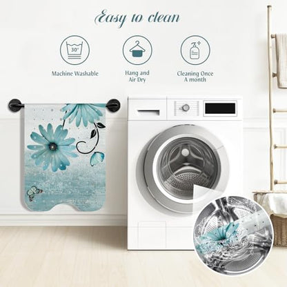 SHUCHING Turquoise Bath Mat for Tub Non Slip-40x16 Inch, Flower | Bathtub Mat for Elderly& Women Mold Free, Long Shower Mat for Inside Shower with Suction Cup, Machine Washable - color: Rustic Daisy