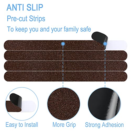 1" x 12" Brown Anti Slip Tape, 16pcs Non Slip Pre-Cut Strips | Treads Safety Non Skid Adhesive Strips for Ladder, Step Stool and Stair - color: Brown, size: 1" x 12"