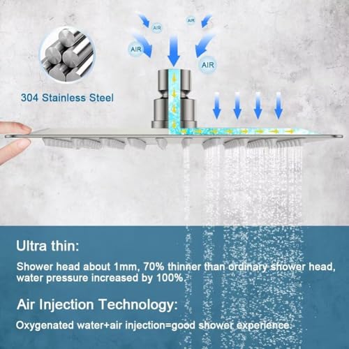 Shower Faucet Set Brushed Nickel Bathroom Rainfall 10 Inch Shower Head System Single Handle Shower Trim Kit with Valve - color: Brushed Nickel, size: 10 Inch (Wall Mount)