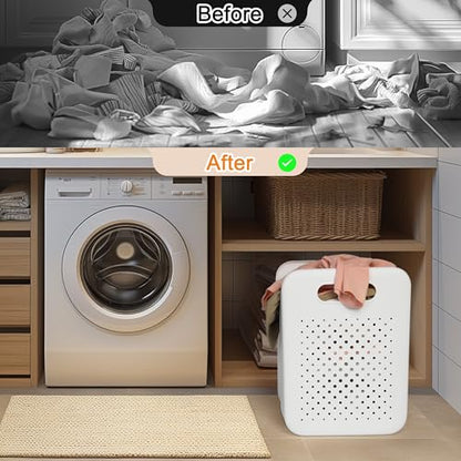 Goderewild Small Collapsible Laundry Basket, Space-Saving Wall-Mounted Hamper with Detachable Mini-Basket, Portable Hanging Organizer for Clothes, Underwear Socks. (White) - size: S + Mini Basket