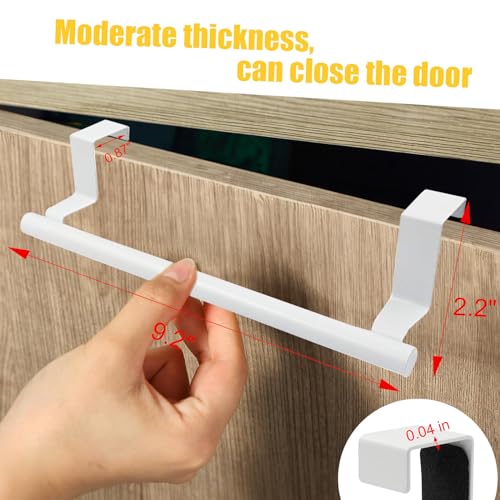 2 Pack White 9 Inch Towel Holder for Kitchen Bathroom | Bathroom Towel Bar, Stainless Steel, Hand Towel Rack, Over Cabinet Door, For Kitchen Bathroom - color: White