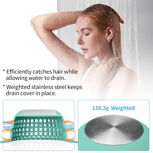 Aluvor Shower Drain Hair Catcher Bathtub Drain Cover Sink Drain Protector | Bathroom Sink & Bathtub Drain Strainer for Pop-Up & Regular Drains, Silver Aqua - color: Silver Aqua