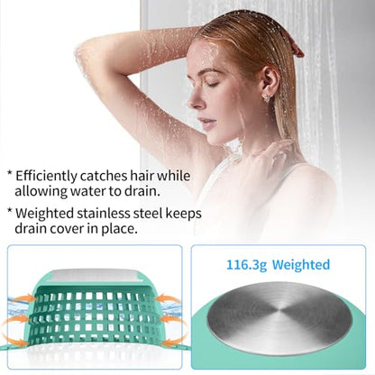 Aluvor Shower Drain Hair Catcher Bathtub Drain Cover Sink Drain Protector | Bathroom Sink & Bathtub Drain Strainer for Pop-Up & Regular Drains, Silver Aqua - color: Silver Aqua