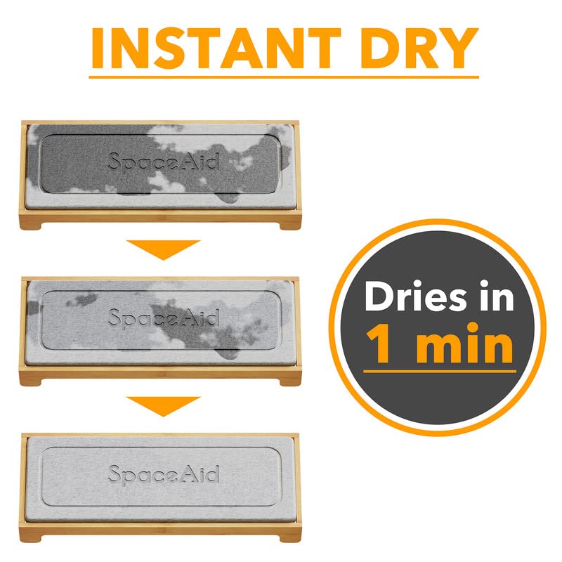 SpaceAid DryingNeat Instant Dry Sink Caddy Organizers, Kitchen Sponge Soap Holder Dispenser, Countertop Fast Drying Counter Tray Rack (Bamboo, Gray) - color: Gray