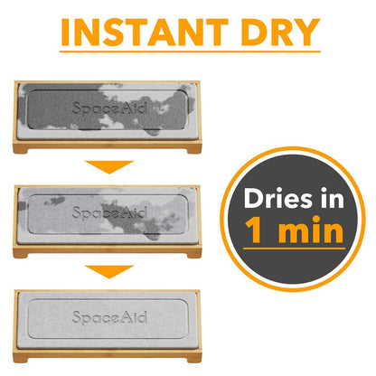 SpaceAid DryingNeat Instant Dry Sink Caddy Organizers, Kitchen Sponge Soap Holder Dispenser, Countertop Fast Drying Counter Tray Rack (Bamboo, Gray) - color: Gray