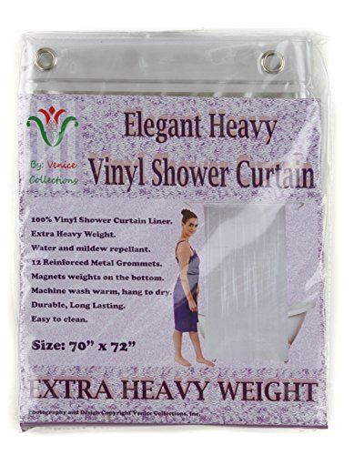 Elegant Home Heavy Duty Vinyl Shower Curtain Liner with 12 Metal Grommets DPC-Clear - color: Dpc-clear