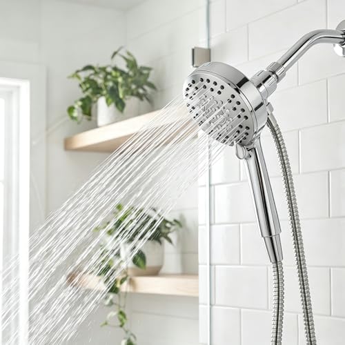 Magnetic Shower Head with Handheld Sprayer, High Pressure Handheld Shower Head with 6 Spray Modes, Chrome Finish - color: Chrome