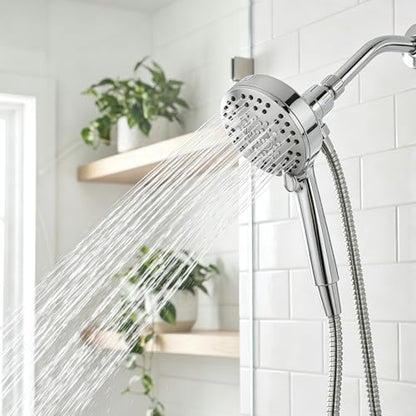 Magnetic Shower Head with Handheld Sprayer, High Pressure Handheld Shower Head with 6 Spray Modes, Chrome Finish - color: Chrome