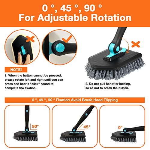 3 in 1 Scrub Cleaning Brush with Long Handle 51'' - Shower Bathtub (Black) | Tub & Tile Scrubber Brush of 1 Stiff Brush Head & 3 Scouring Pads & 3 Microfiber Clothes, for Wall Bathroom Glass Bathtub - color: Black