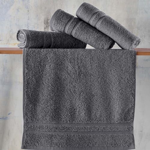 Hawmam Linen Cool Grey Hand Towels 4-Pack - 16x29 Turkish Cotton Premium Quality Soft - Small Towels for Bathroom - color: Cool Grey, size: 16 in x 29 in Hand Towel 4 Pack