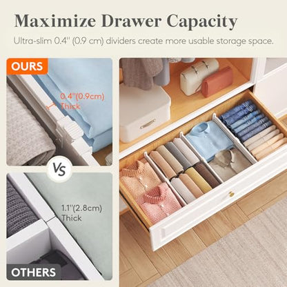 Lifewit 5" Tall Drawer Dividers, Adjustable Deep Drawer Organizer Clothes | 11.5"-18.5" Expandable Plastic Separators for Dresser, Kitchen, Cabinet, Nursery, Office, Socks & Underwear Storage, 4 Pack - size: 5"H, 11.5-18.5"L