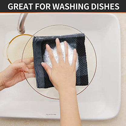 Homaxy 100% Cotton Check 6 Pack Dish Cloths, 12" x 12", Black & Grey | Waffle Weave, Plaid, Super Soft and Absorbent Dish Rags, Quick Drying, Multi-Purpose - color: Black & Grey, size: 12 x 12 - 6 Pack