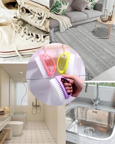 Scrubbing Brushes for Cleaning Small Scrub Brush with Nylon Stiff Bristles | 4 Pack Heavy-Duty Scrubber Cleaner Brush Multi-Purpose Cleaning Brush for Bathroom,Showe,Sink,Kitchen,Bathtub,Floor -Compact - color: Green, Blue, Red, Purple