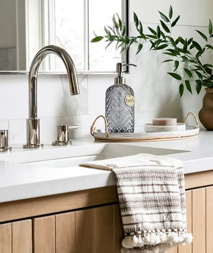 JASAI 18Oz Smoky Gray Glass Soap Dispenser with Rust Proof Pump | Refillable Dish soap Dispenser for Kitchen, Bathroom Soap Dispenser for Dispense Hand soap, Lotion. - color: Smoky Gray