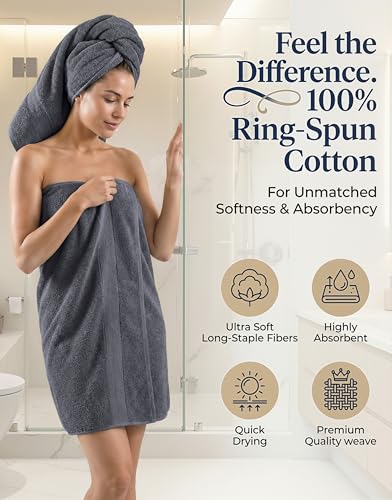 LANE LINEN 100% Cotton Bath Towels Set - 24 PCs - Durable, Quick Dry, Super Soft & Highly Absorbent - 4 Bath, 4 Fingertip, 6 Hand Towels, 8 Washcloths, 2 Bath Sheets - Perfect Family Set - Cool Grey | Towels And Washcloths Sets - Oversized & Roomy, Lightw