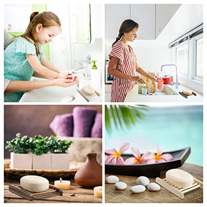Rtteri 80 Pieces Bamboo Wood Soap Dish Tray Bathroom Wooden Soap Holder Handmade Bathtub Shower Dish Accessories for Home Bathroom Kitchen Sponge Scrubber