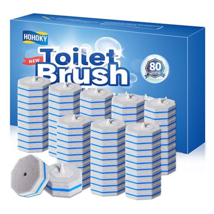 Hohoky 80Pcs Toilet Brush Refills for Disposable Toilet Bowl Brush Scrubber Cleaner Refill Pads,Toilet Brush Replacement Compatible Heads with Most Toilet Brushes Scrubber