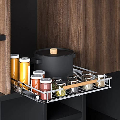 Pull Out Cabinet Organizer, 12.2~17.9" W x 22.5" D | Expandable Soft Close Pull Out Drawers with Heavy Duty Slides, Adjustable Width Stainless Steel Roll-out Cabinet Drawer - color: 1Pack, size: Small- 12.2~17.9"W x 22.5"D