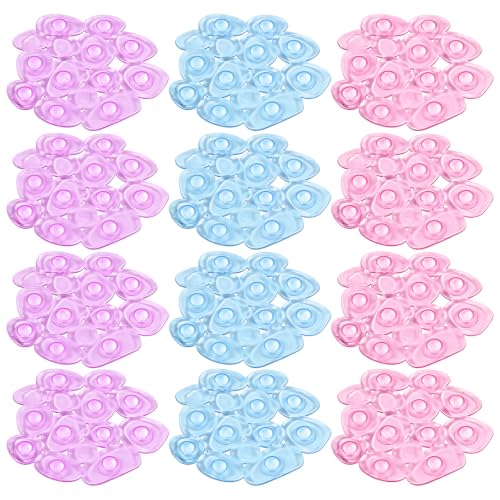 Riakrum 12 Pcs Non Slip Bathtub Stickers, Clear Anti Slip Shower Treads with Strong Suction Cups, Pebble Provides Traction Machine Washable No Residue, Safe (Pink, Purple,Blue) - color: Pink, Purple,blue