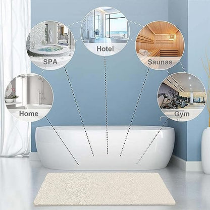 godehone Shower Mats Non Slip Without Suction Cups, PVC Loofah Bathroom Mats, Loofah Mats for Shower and Bathroom, Quick Drying, 23.6× 47.2 Inch, Beige - color: Beige, size: 47.2" x 23.6" (Rectangular)