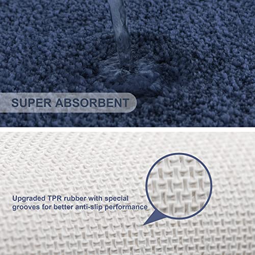 VANZAVANZU Bath Mats Non Slip Ultra Soft Absorbant Microfiber Fluffy Thick Bathroom Rugs Machine Washable (24"x36", Navy Blue) - color: Navy Blue, size: 24"x36"