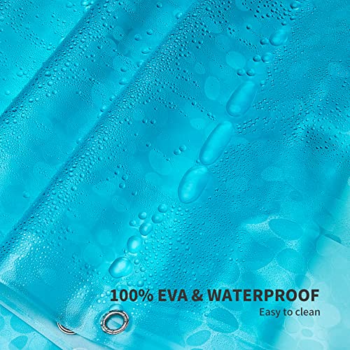 Bostofy Shower Curtain Liner Heavy Duty EVA, Waterproof Shower Liner with 12 Rust Proof Metal Grommets and 3 Weighted Magnet, 72 x 72 Inches Bathroom Shower Curtain, Teal - color: Teal Stone, size: 72"W x 72"L (Pack of 1)
