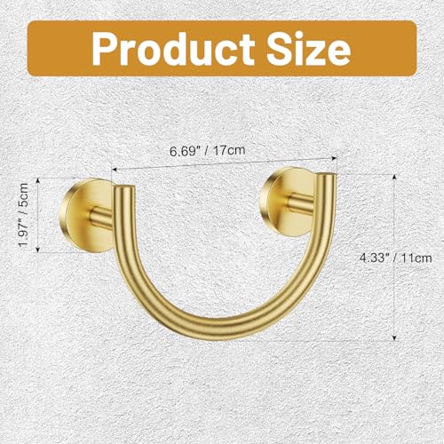 Brushed Gold Smiley Face Towel Ring Bathroom Hand Towel Holder Stainless Steel Wall-Mounted Bathroom Hardware Accessories Towel Rack - color: Brushed Gold