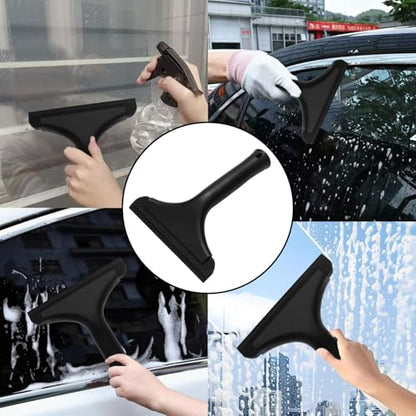Black Small Silicone Squeegee with Handle & Hanging Hole, 5.9" | Shower Squeegee, Water Blade Squeegees for Glass Door, Window, Car Windshield, Bathroom Mirror, Kitchen Countertop(All Black) - color: All Black