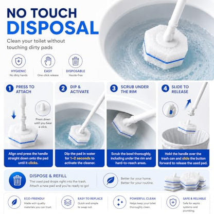 Toilet Wand Refills 60 Count – Disposable Toilet Bowl Cleaner Brush Heads, Fits Most Standard Toilet Wand Handles, No-Touch Replacement Sponge Pads, Hygienic Toilet Cleaning Heads - size: 60 Refills