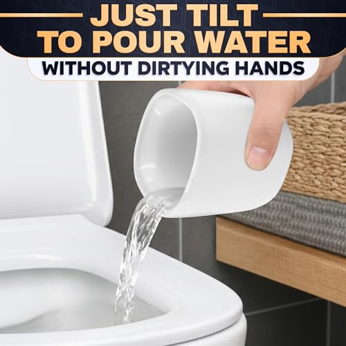 Toilet Bowl Brush and Holder, Silicone and Plastic (White) | Compact Toilet Brush, Easy to Place and Simple to Store After Use, Strong Rubber Plunger & Stiff Bristle Brush - color: White