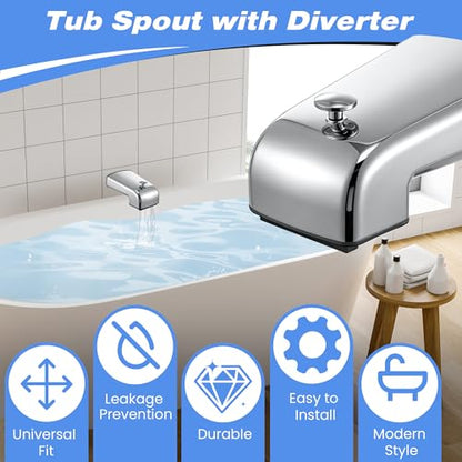 Dreyoo Tub Spout (Universal Fits 1/2" Copper Pipe, 1/2" IPS and 3/4" IPS), Bathroom Bathtub Faucet with Adapters and Hex Wrench(Chrome,Waterfall Spout) - color: Chrome, style: Waterfall Spout