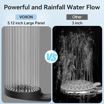 VOXON Shower Head 10 Functions, High Pressure Handheld Shower Head, Built-in 2 Power Wash Mode to Clean Corner, Non-Clogging Nozzles, Leakproof Stainless Steel Hose&Metal Bracket, Black - color: Black