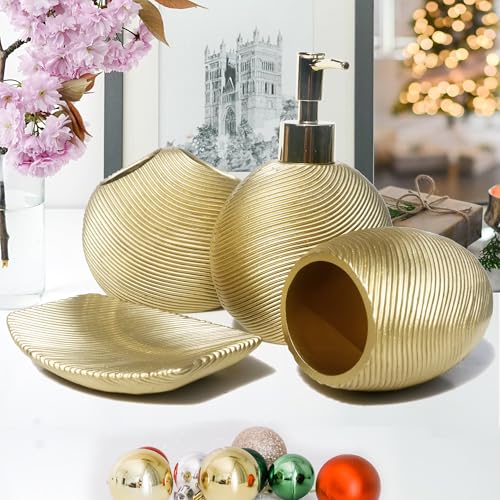 LUANT Bathroom Accessories Set Including Cup, Toothbrush Holders, Soap Dishes and Soap Dispenser, Gold - size: Gold