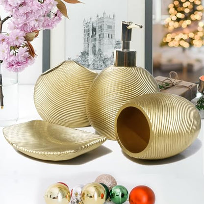 LUANT Bathroom Accessories Set Including Cup, Toothbrush Holders, Soap Dishes and Soap Dispenser, Gold - size: Gold