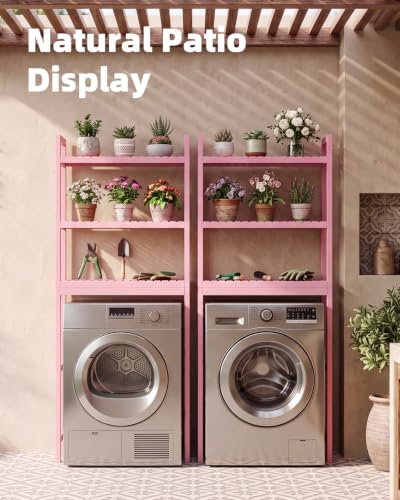 SMIBUY Bathroom Storage Shelf, Bamboo Over-The-Toilet Organizer Rack, Freestanding Toilet Space Saver with 3-Tier Adjustable Shelves (Pink) - color: Pink