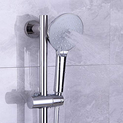 Shower Slide Bar with three Function Massaging Hand Shower Head Adjustable SUS 304 Stainless Steel Polished D500011C - color: Chrome
