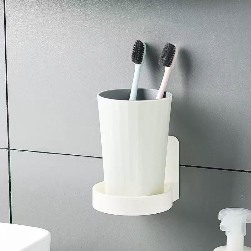 2PCS Adhesive Plastic Round Floating Wall Shelf, Wall Mounted Cup Holder Shower Organizer Bottle Racks