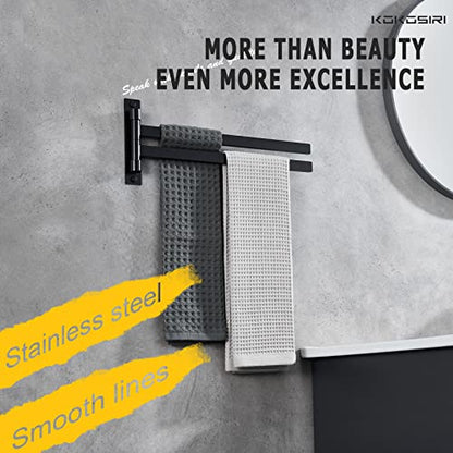 KOKOSIRI Bathroom Towel Bars Swivel Towel Rails Matte Black Swing Out Hand Towel Holder 2-Arm for Bath Kitchen Wall Stainless Steel B5007BK-A2 - size: 2-Bar