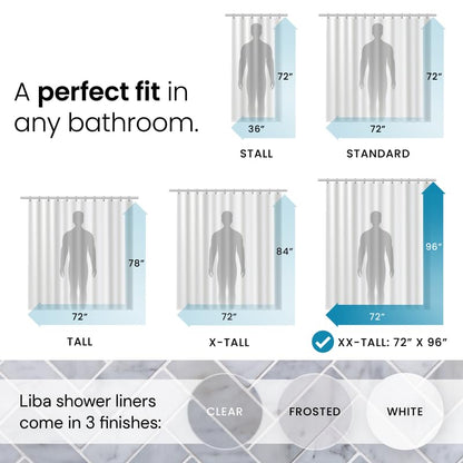 LiBa Shower Curtain PEVA 8G, 72x96 Inch Waterproof Clear | Non-Toxic shower liner, waterproof plastic shower curtain, rust-proof grommets, weighted magnets, bathroom accessories - color: 8g Peva - Clear, size: 72"W x 96"L (Pack of 1)