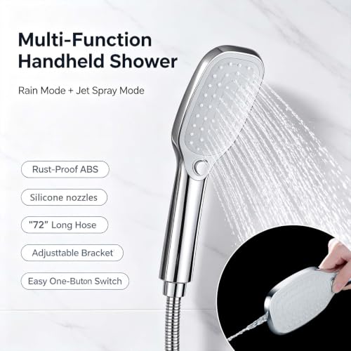 SonTiy 12-Inch Rain Shower Head with Handheld Spray and Shower Shelf, All Metal Shower System Kit with Hand Shower, Height Adjustable Holder and Brass Diverter, 1.8GPM, Brushed Nickel - color: Brushed Nickel, style: 1.8 Gallons Per Minute-Square