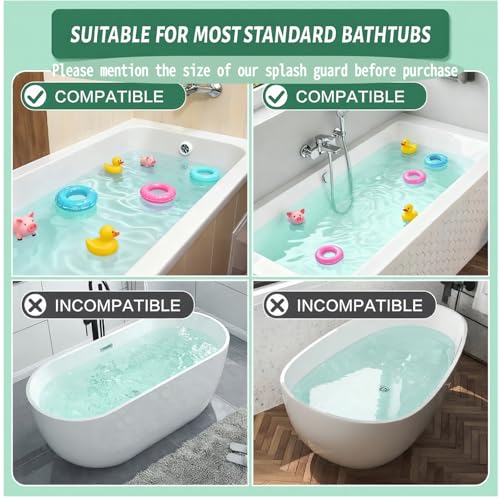 Kids Bathtub Splash Guard, Shelf & Toddler Bath Toy Tray - Green | Bathtub Splash Guard PlayPad Shelf Area with Strong Suction Cups, Bathtub Ledge Guard, Fun Bath Time for Toddlers Baby - color: green