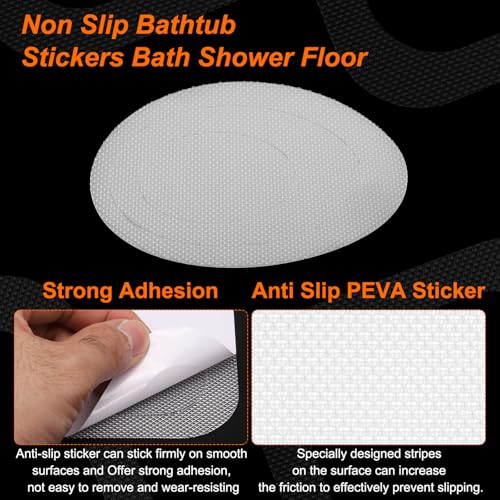HARFINGTON 24pcs Non Slip Bathtub Stickers Bath Shower Floor 4" Anti-Slip Adhesive Sticker Tape Oval Style Decals with Scraper for Bathroom Kitchen Bathtub Treads Stairs, Transparent - color: Transparent