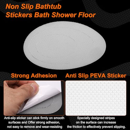 HARFINGTON 24pcs Non Slip Bathtub Stickers Bath Shower Floor 4" Anti-Slip Adhesive Sticker Tape Oval Style Decals with Scraper for Bathroom Kitchen Bathtub Treads Stairs, Transparent - color: Transparent