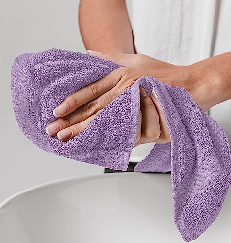 White Classic Luxury Cotton Washcloths 13x13 Inch - 650 GSM Turkish Cotton | Hotel, Spa, Bathroom Face Towel | 12 Pack, Lavender - color: 16: Lavender